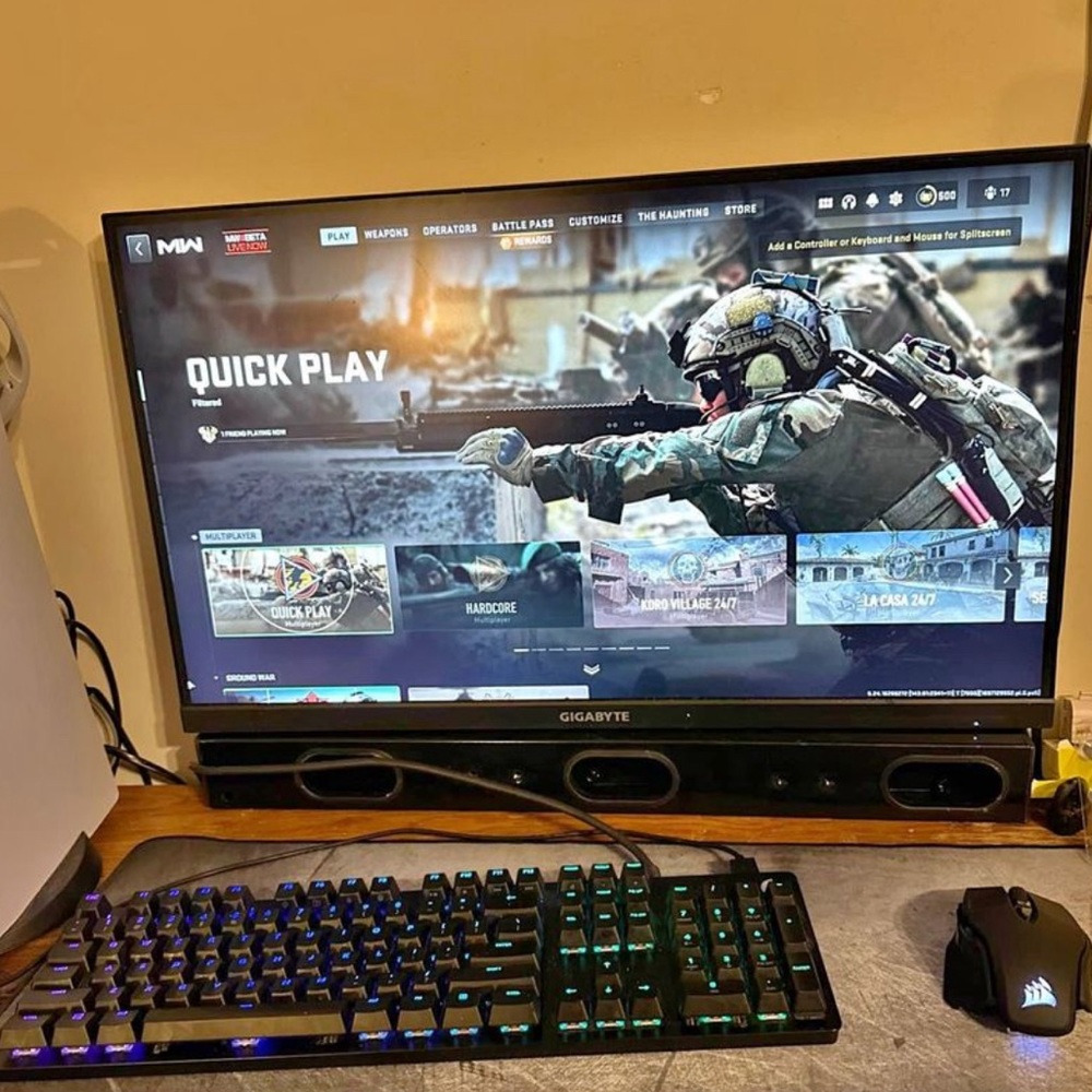 Gigabyte computer monitor(144 hertz). Mouse and keyboard and mouse pad.